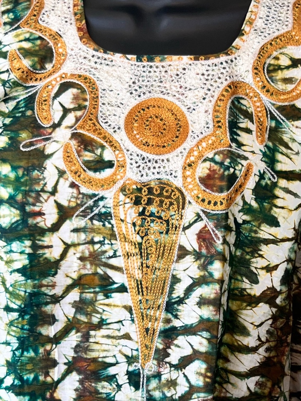 Vintage African Cotton Kaftan Tie Dye Dress View 3